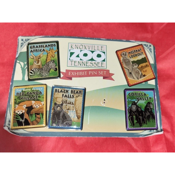 Knoxville Tennessee Zoo Exhibit Pin Set 5/6 New On Cardboard - Picture 1 of 6